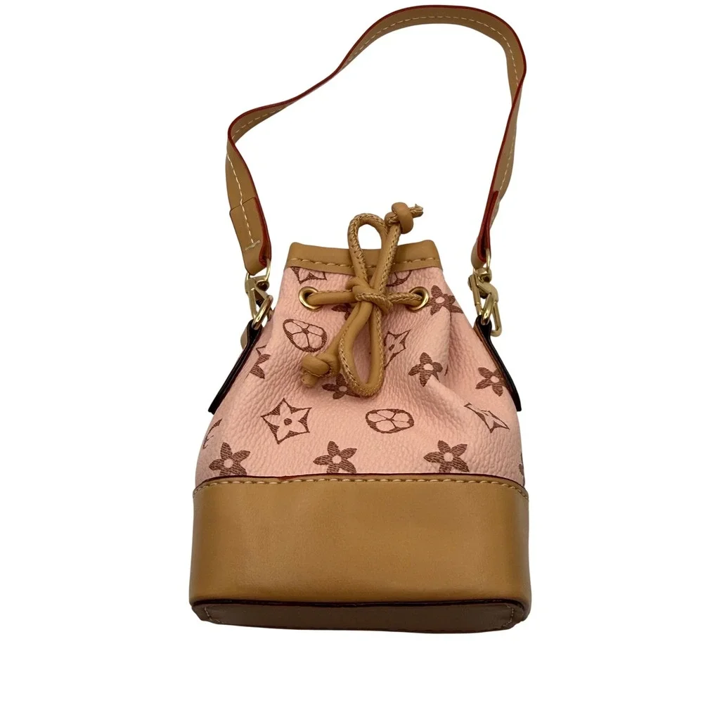 Pink Monogram Bucket‎ Mini Bag Small Cute Drawstring Purse